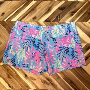 Lilly Pulitzer Ocean View Shorts Kogalla Blue Pink Cats Pull-On Waist Size L